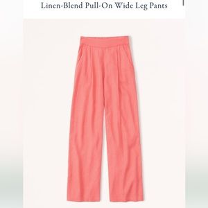 Coral pull on linen pants